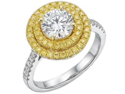 Yellow melee diamond ring