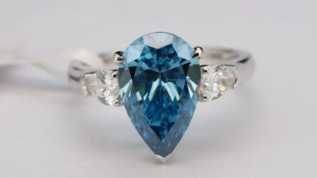 Blue lab diamonds ring