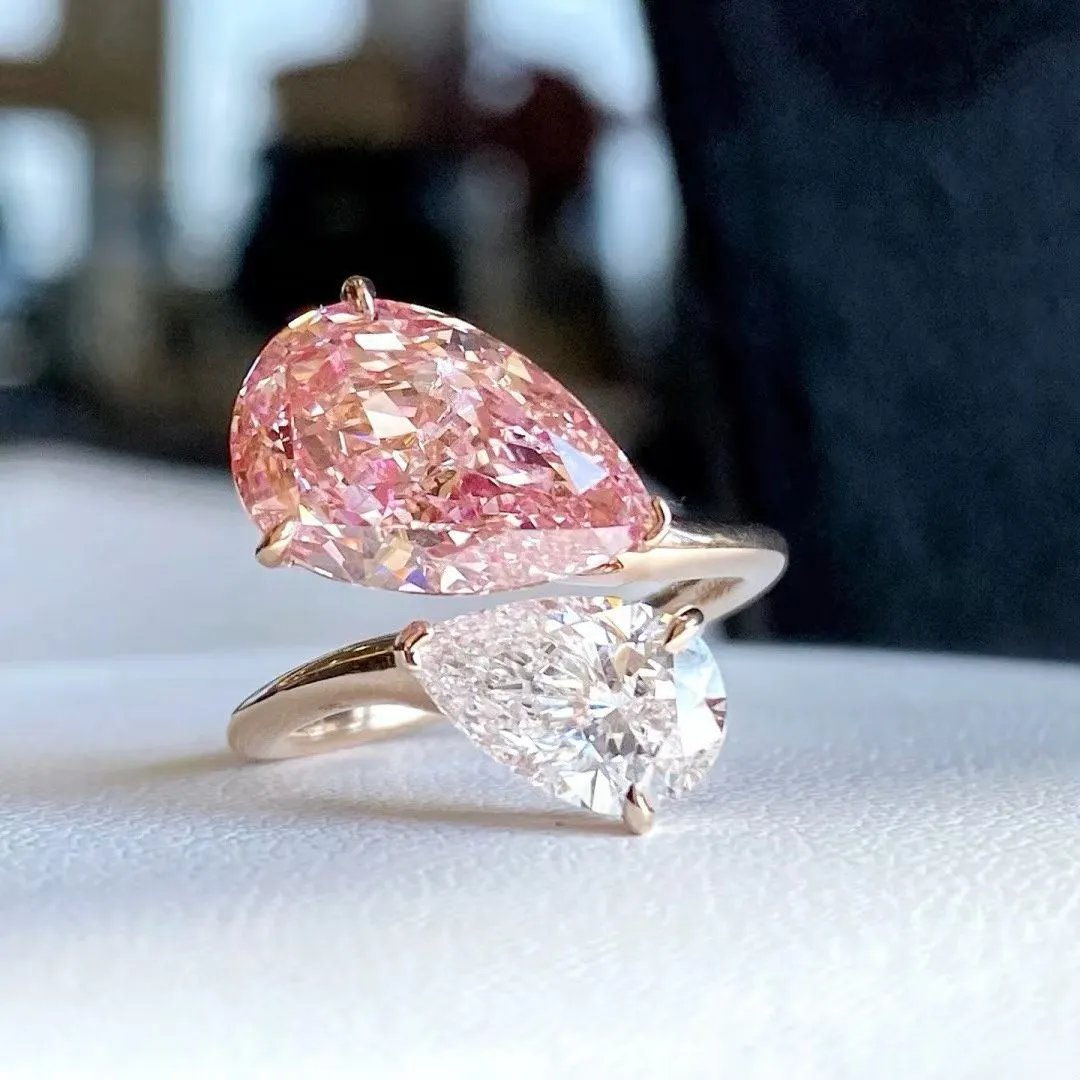 Pink lab diamonds ring